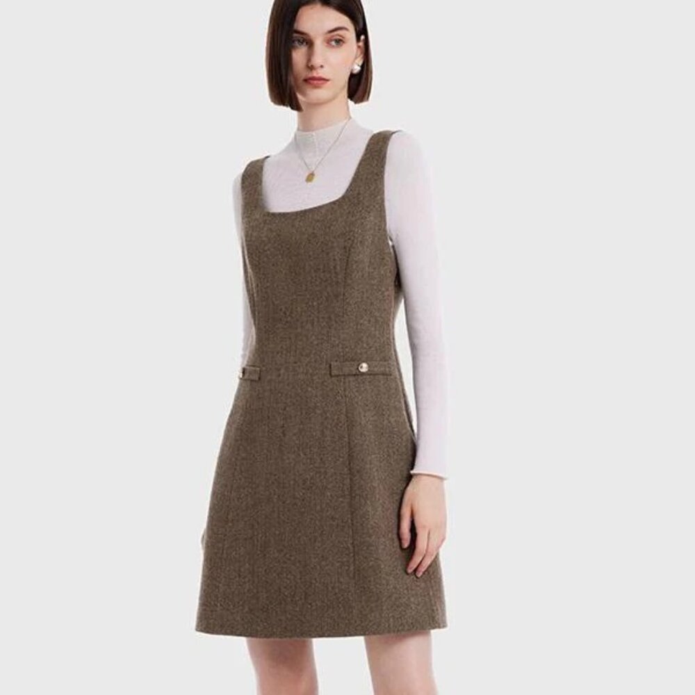 Goelia  Retro Washable Woolen Tank Dress